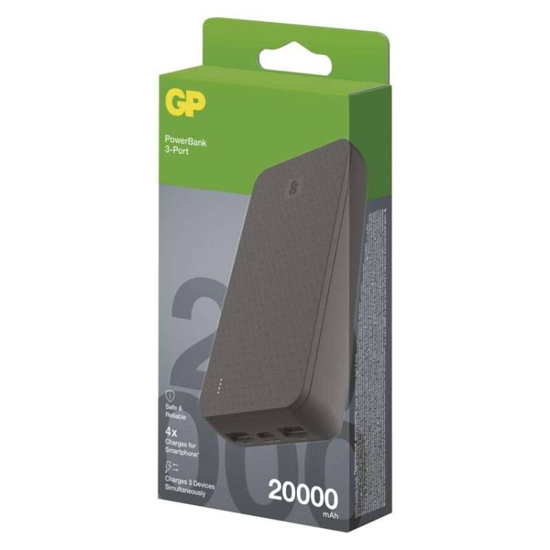 GP B+ PWB 20000mAh ČERNÁ 2xUSB-A, 1xUSB-
