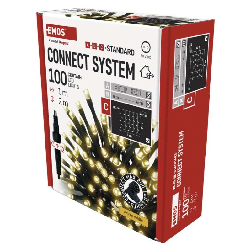 řetěz - záclona 100LED 1x2M WW (ZY1442)