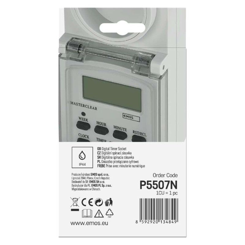 Spínacia zásuvka digitálna IP44 vonkajšia P5507N 9