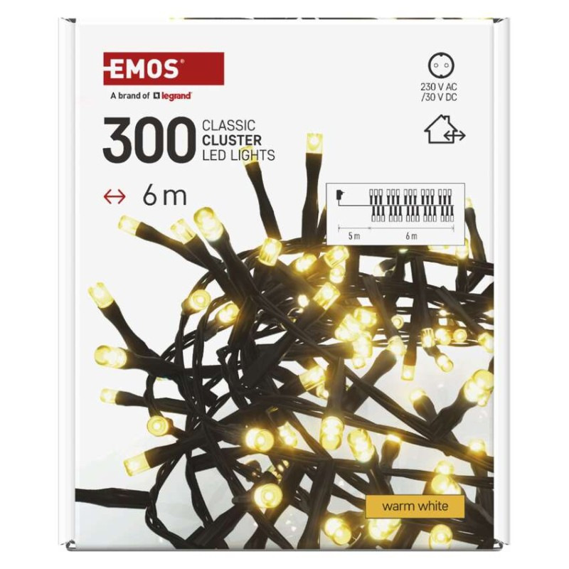 VIANOCE Reťaz ježko 6m D4BW04 teplá biela časovač 300-LED 8