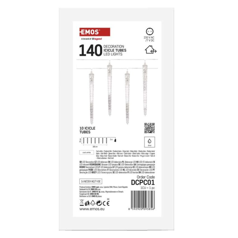VIANOCE Girlanda LED pad.cencúle 10ks 3,6M biela DCPC01 6
