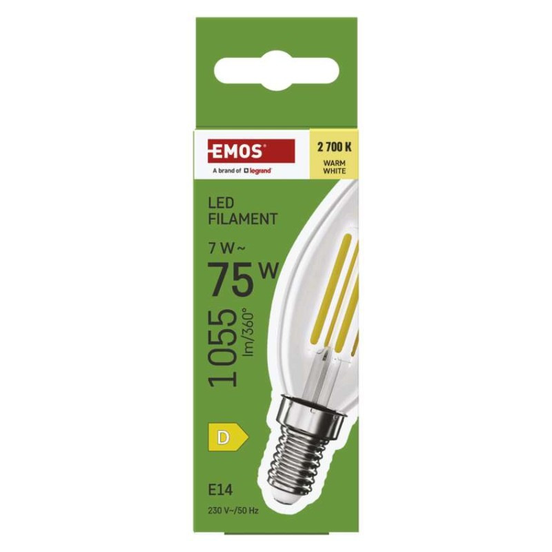 LED FLM CANDLE 7W(75W) 1055lm E14 WW 5