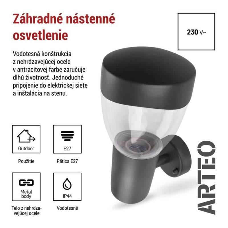 LED ZAHRADNÍ SVÍTIDLO,E27,IP44,MAX 15W,N 2
