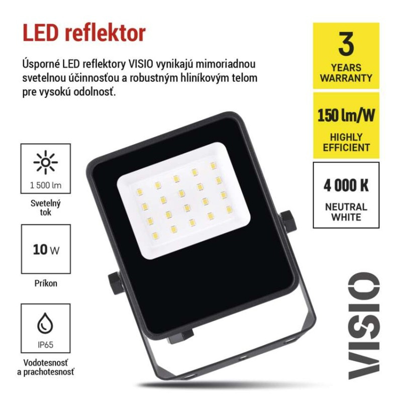 LED REFLEKTOR VISIO 10W 1500LM IP65 NW 7