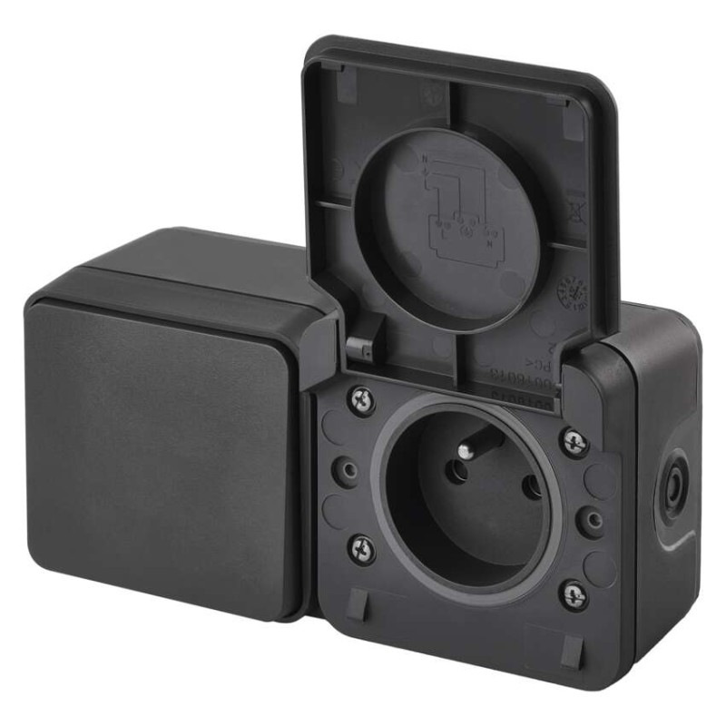 CYKLONE komb.zásuvka+prepínač č.6 nástenný IP55  D730429