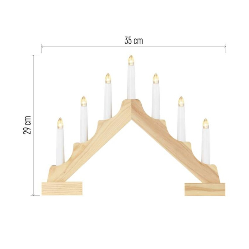 LED svícen dřevěný 29cm IP20 2AA N WW 2