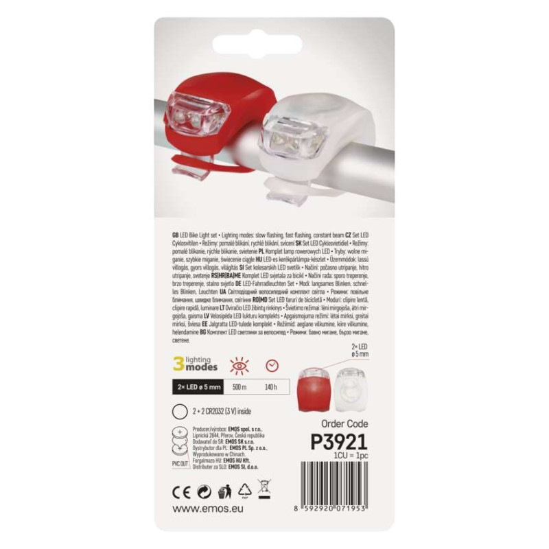 Cyklosvietidlo P3921 Silikon. LED predné+zadné EMOS 3