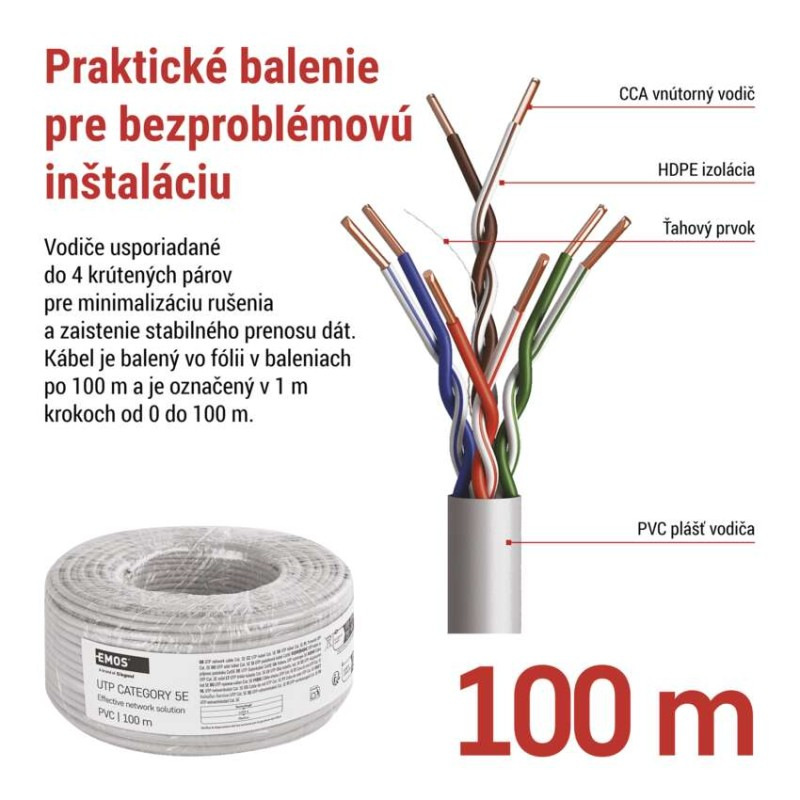 UTP KABEL CAT5E PVC CCA 100M FOLIE 2