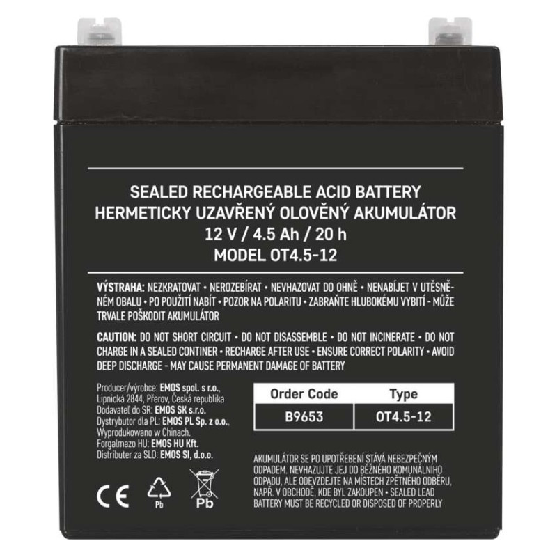 Akumulátor olovený OT4.5Ah 12V 1201000700  B9653 5