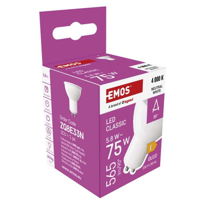 LED žiarovka Classic MR16 / GU10 / 5,8 W (75 W) / 565 lm / Neutr 12