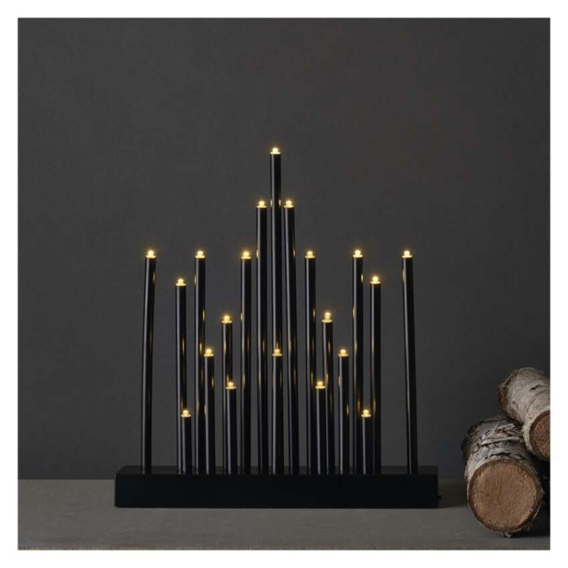LED svícen černý, 27,5 cm, 3x AA WW 4