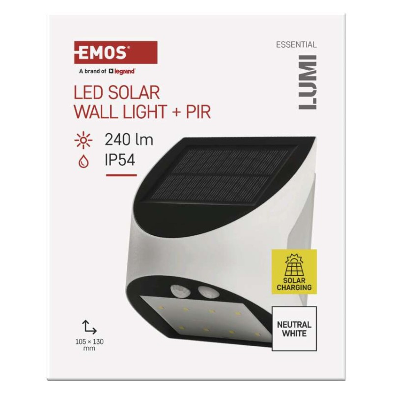 LED SOLARNÍ SVITIDLO LUMI 240LM IP54 NW 8