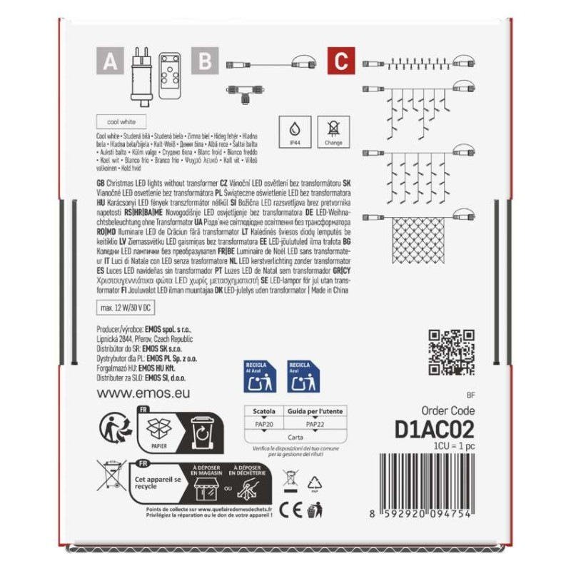 VIANOCE Reťaz Connect 50LED 5M IP44 CW 12