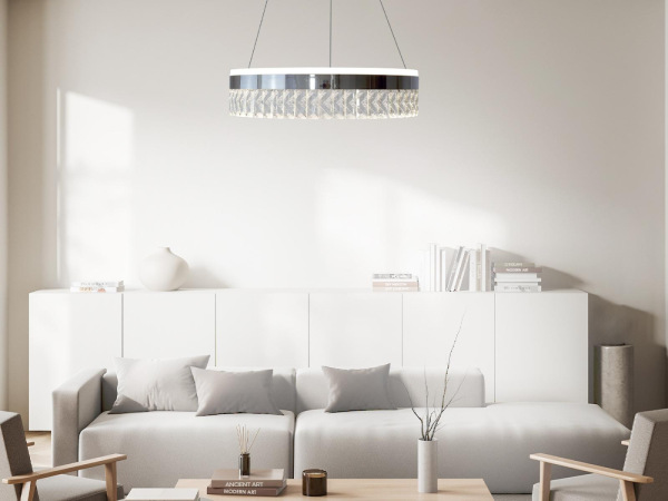 LED luxusné závesné krištáľové svietidlo s diaľkovým ovládačom 90W - TA2300/CH 9