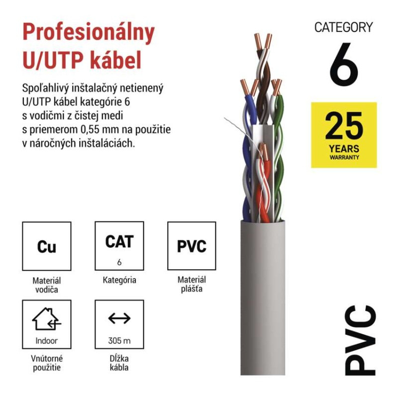 DATOVY KABEL CAT 6 UTP 305m