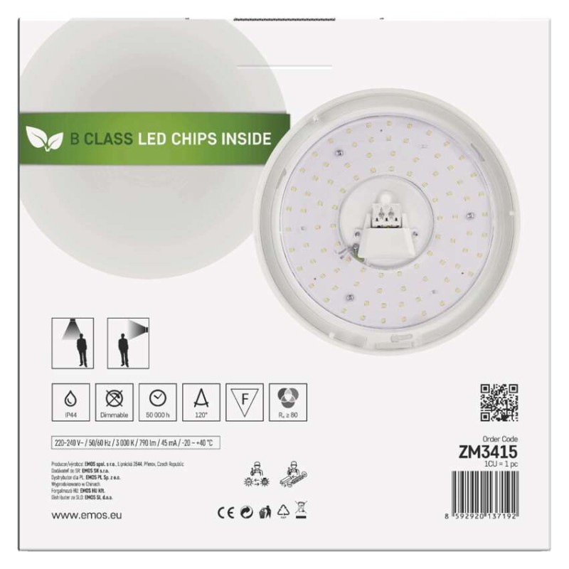 LED SVÍTIDLO TIVI PŘ.KR 5,2W 790LM IP44 10