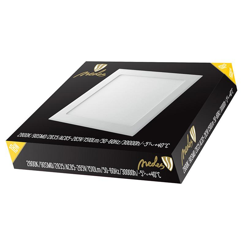 LED vsadený panel 18W / PS / SMD / 2800K / WH - LPL214 6