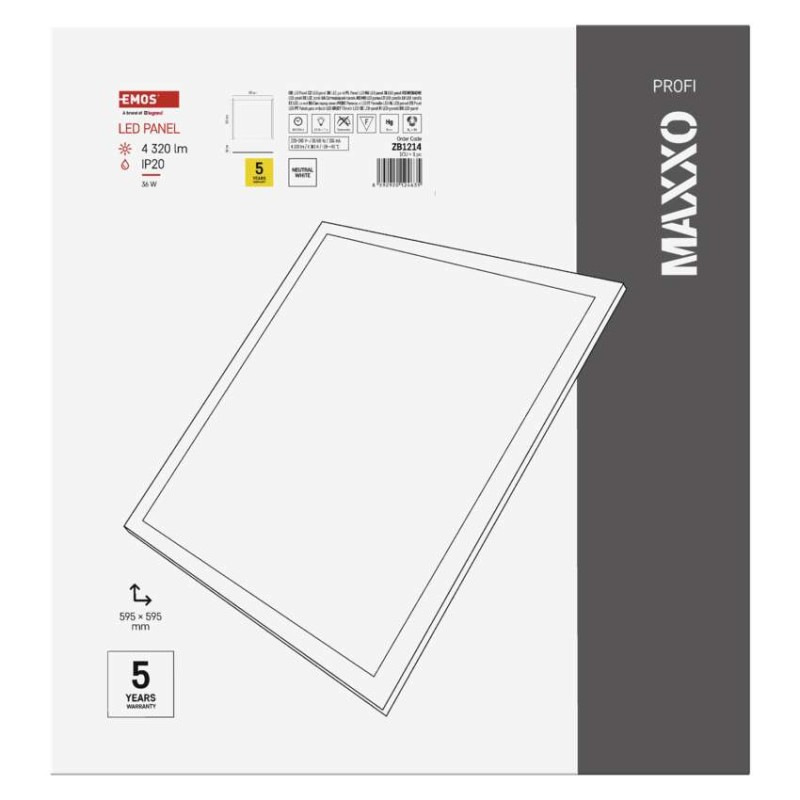 LED PANEL MAXXO V.Č 60×60 36W 4320LM IP2 9