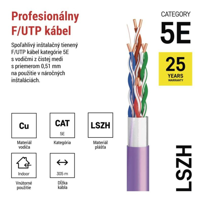 DATOVY KABEL CAT 5E LSZH 305M