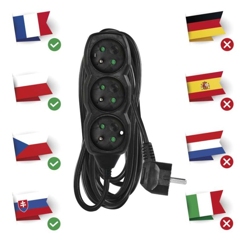 Kábel predlžovací 3Z 5m čierny  PC0315 3