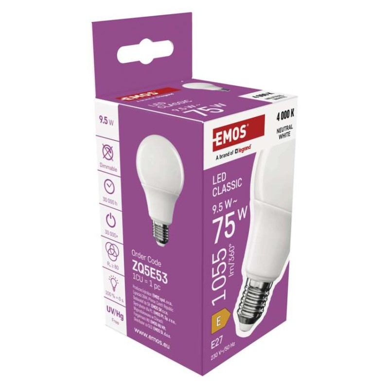 Žiarovka LED CLS A60 9,5W E27 NW 1055lm ZQ5E53 EMOS 11