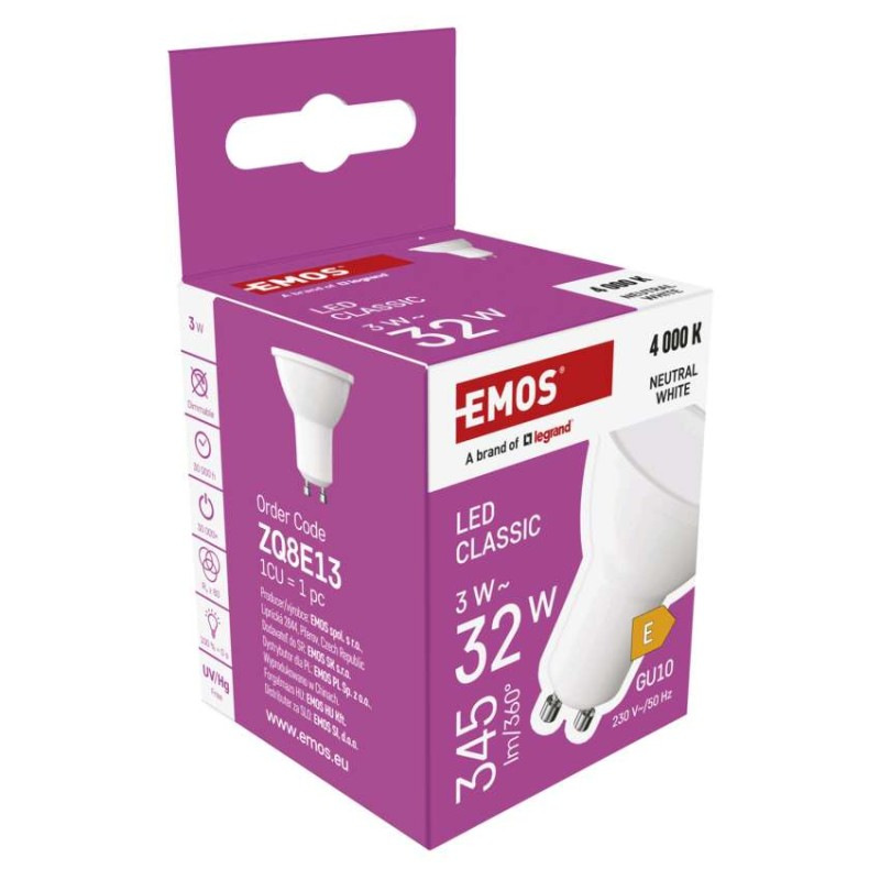 LED CLS MR16 3W(32W) 345lm GU10 NW 12