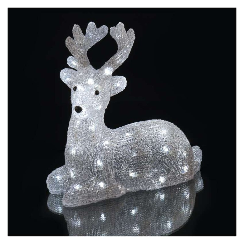Vánoční jelínek, 27cm IP44 CW TIMER 7