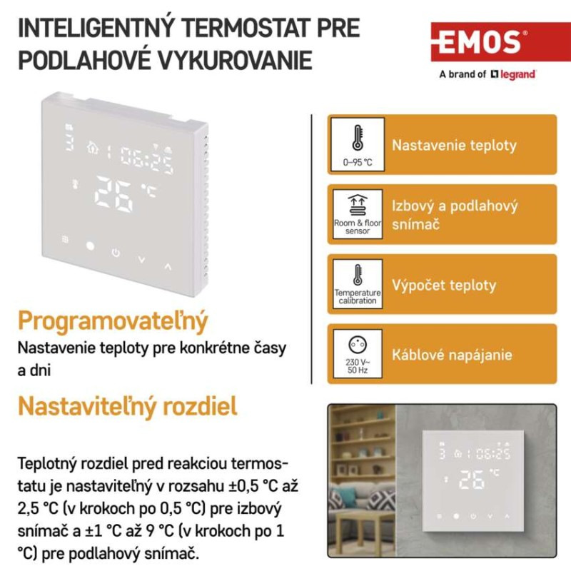 Termostat podlahový programovateľný GoSmart WIFI  P56201UF 1