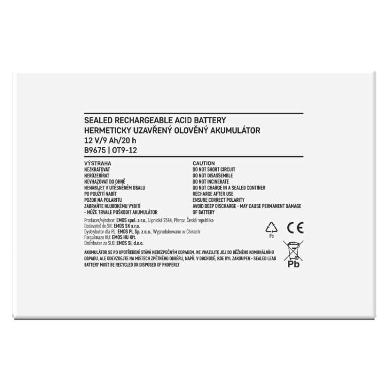 Akumulátor olovený 12 V 9 Ah faston 6,3 mm  B9675 7