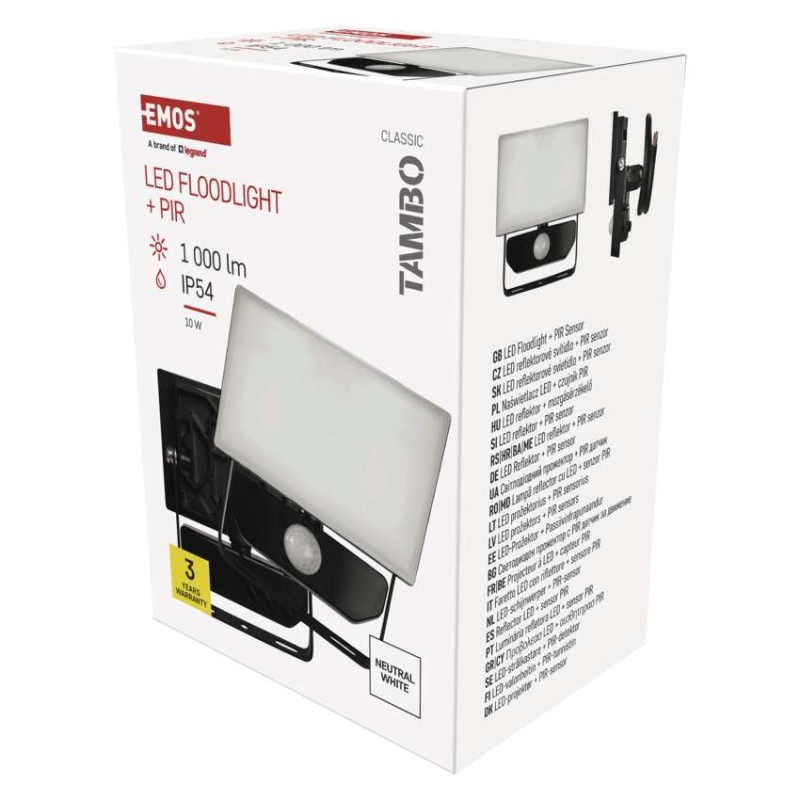 LED REFLEKTOR TAMBO 10W 1000LM PIR