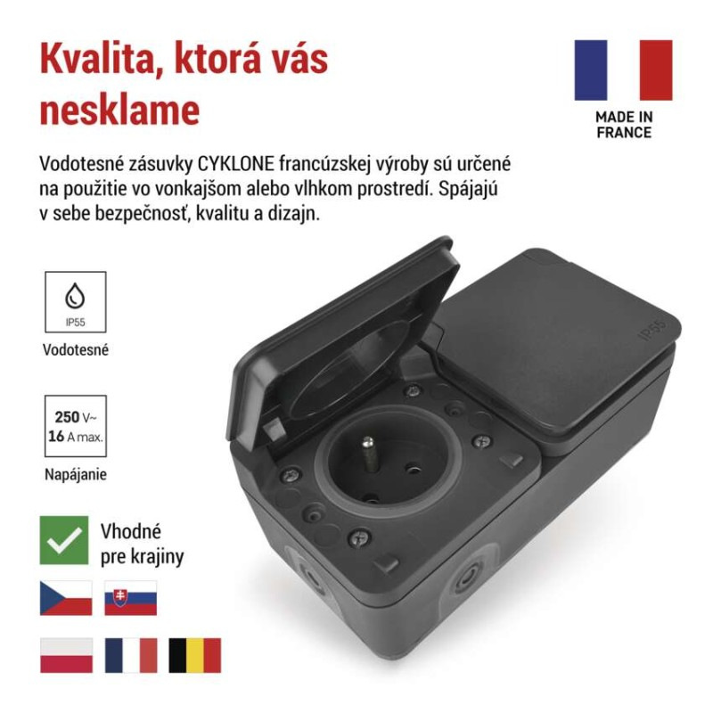 CYKLONE zásuvka dvojnásobná IP55  D730421 1