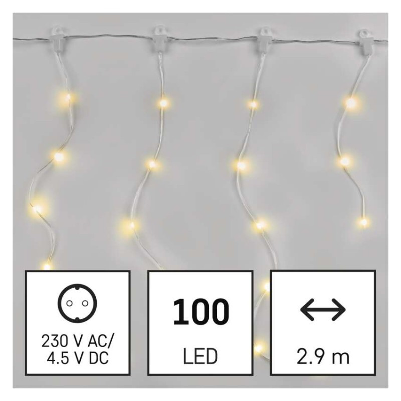 100LED XMAS DROP ICICL MF 2,9M x 0,7M WW 1
