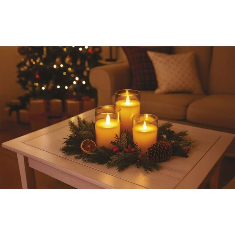 3LED SET GLASS CANDLE MOVING FLAME WW 5