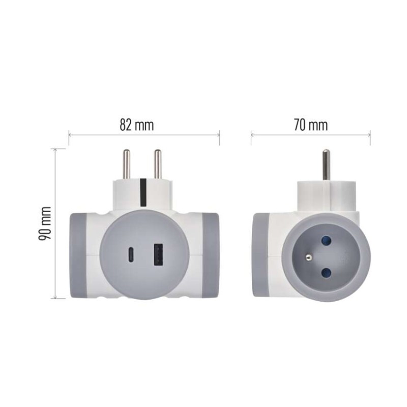 ZÁS. ROZBOČOVACÍ 2×, 1×USB-A(QC20W)+1×US 9
