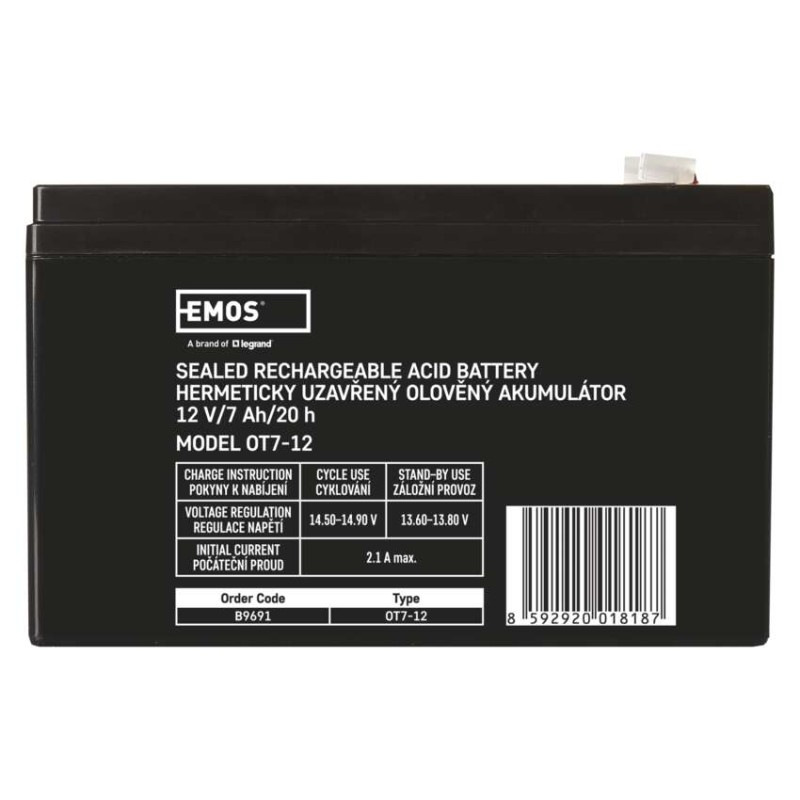 Akumulátor olovený 12V 7Ah,faston:4,5mm 151x65x94mm  B9691