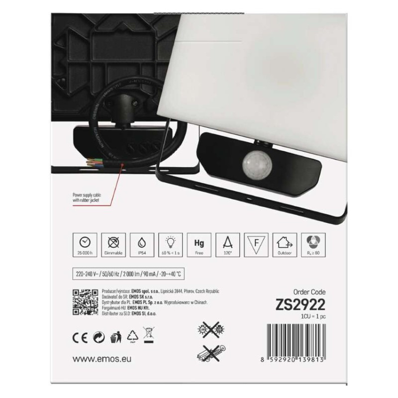 LED REFLEKTOR TAMBO 20W 2000LM PIR 14