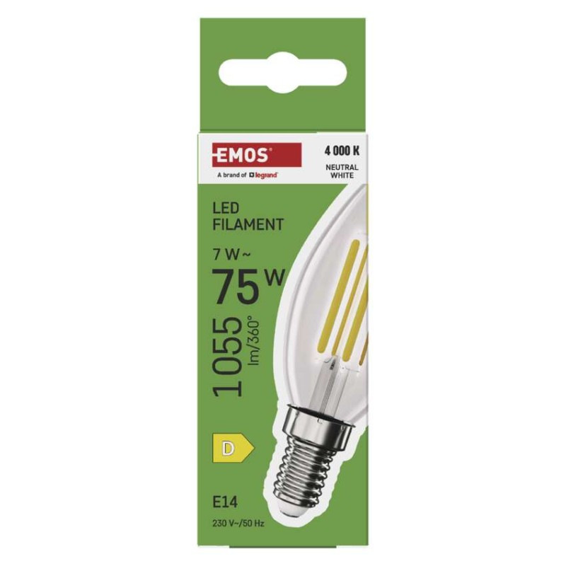 LED FLM CANDLE 7W(75W) 1055lm E14 NW 5