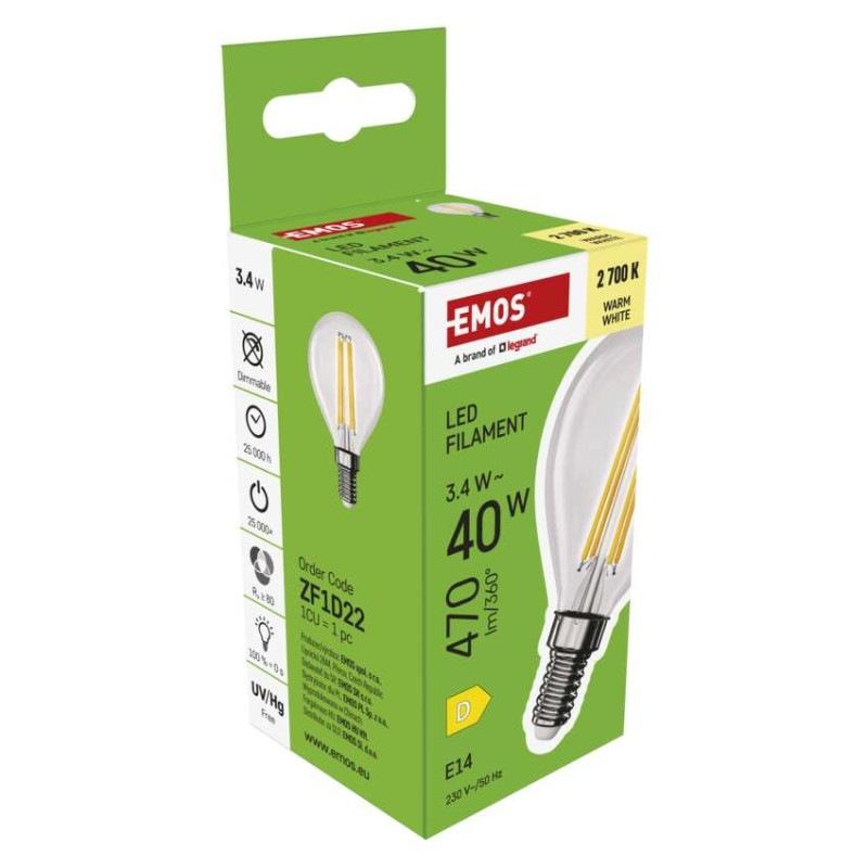LED FLM MINI GL 3,4W(40W) 470lm E14 WW 7