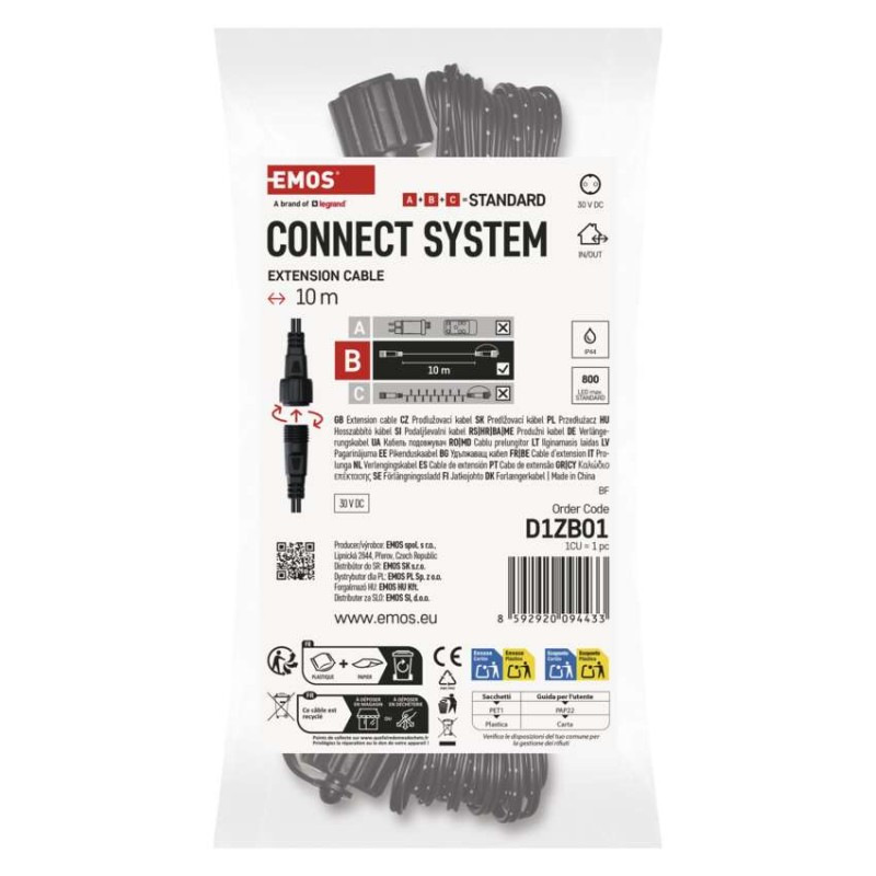 VIANOCE predlžovací kábel connect 10m Black D1ZB01 8