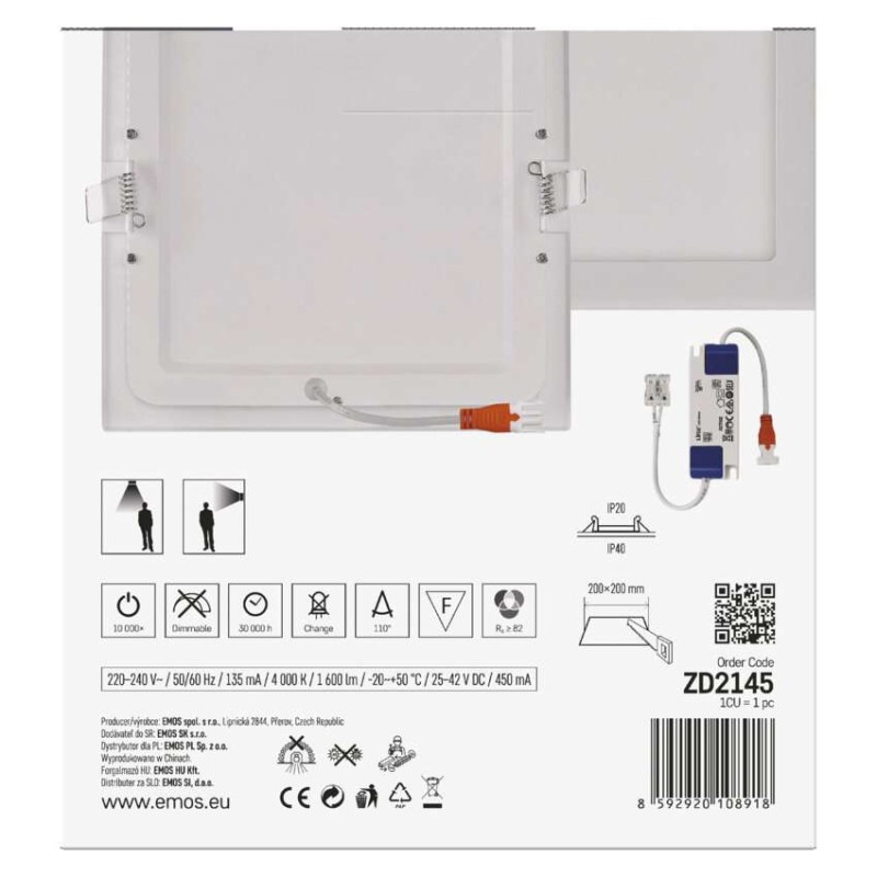 LED SVÍTIDLO NEXXO VES.ČT 18W 1600LM IP4 9