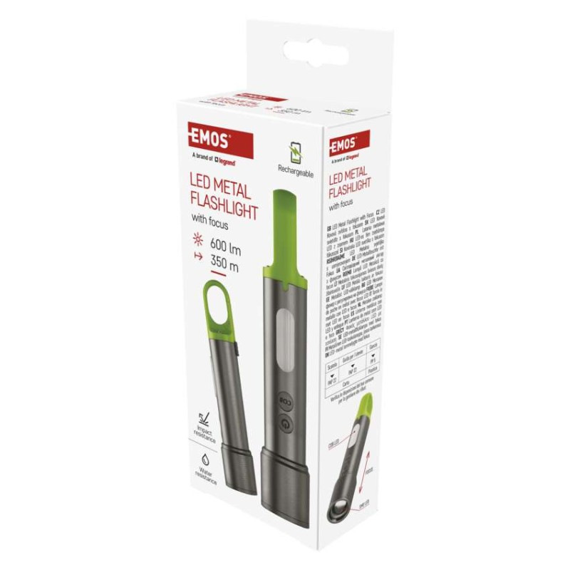LED NABÍJECÍ SVÍTILNA KOVOVÁ 600 lm, 120 9