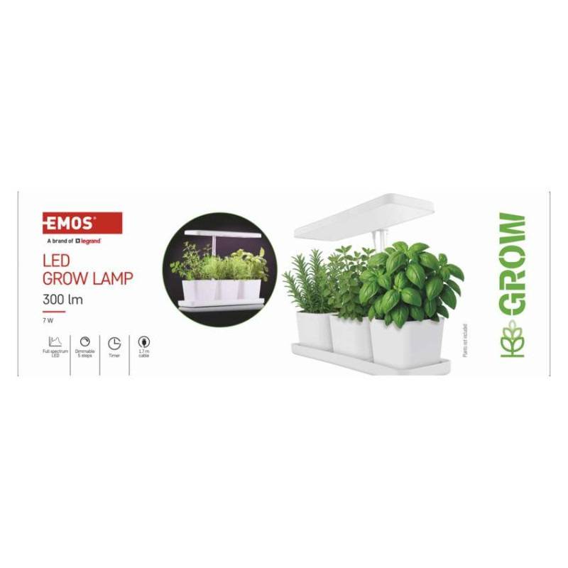 LED Lampa GROW Pestovatelská 7W, časovač,stmievat. Z7904 EMOS 12