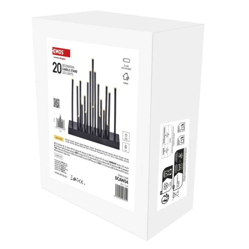 LED svícen černý, 27,5 cm, 3x AA WW