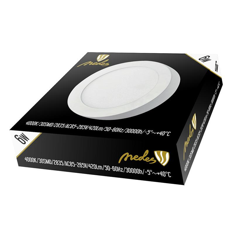 LED prisadený panel 6W / PRSF / SMD / 4000K / WH - LPL321 2