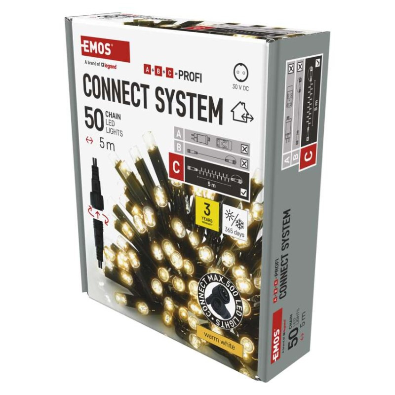 Spojovací řetěz 50LED 5M BLACK WW ZY2007