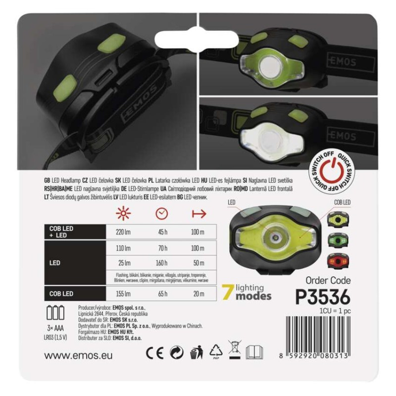ČELOVKA 3W LED + COB 7