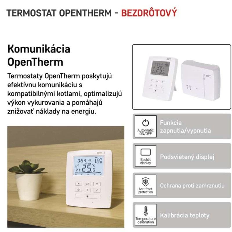 Termostat izbový OpenTherm P5611OT digit.7°C-30°C,po 0,2°C 1