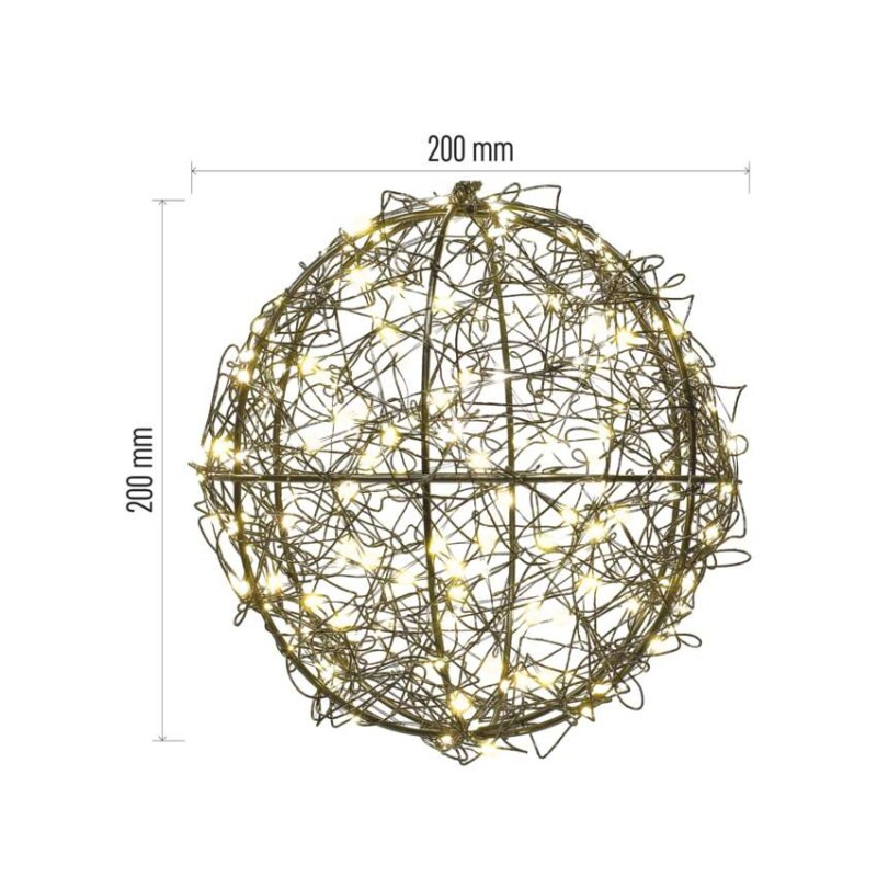 200LED BLACK METAL BALL IP44 FLASH WW 3