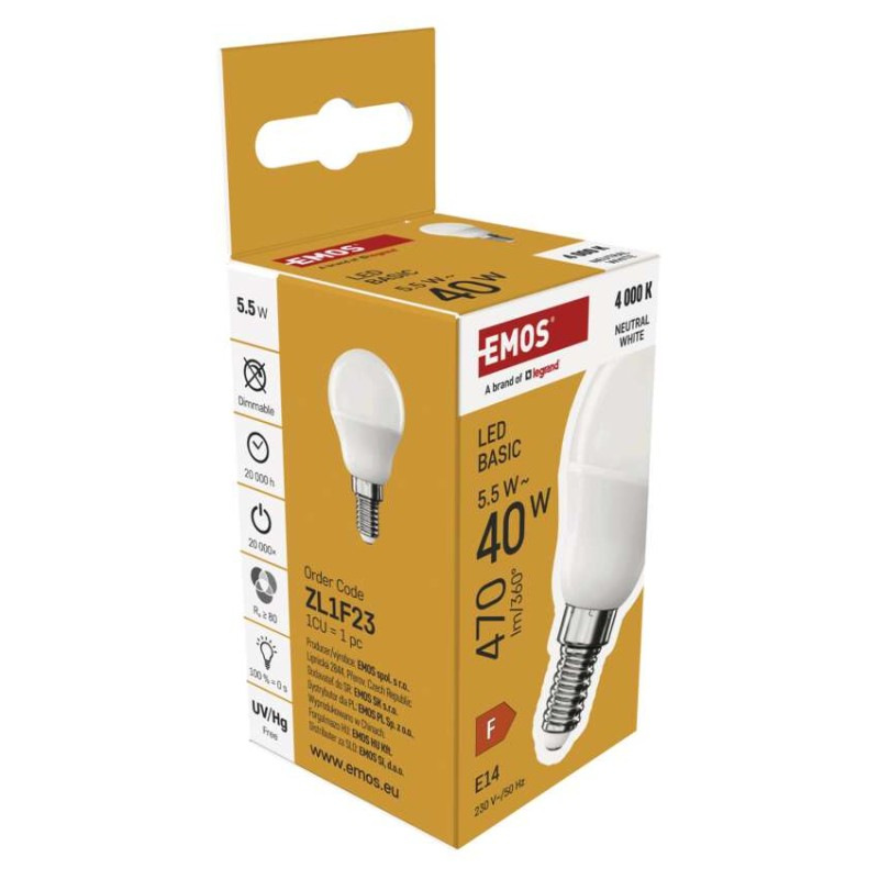 LED BASIC MINI GLOBE 5,5W(40W) 470lm E14 6