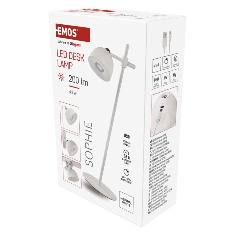LED STOLNÍ LAMPA SOPHIE BÍLÁ 2
